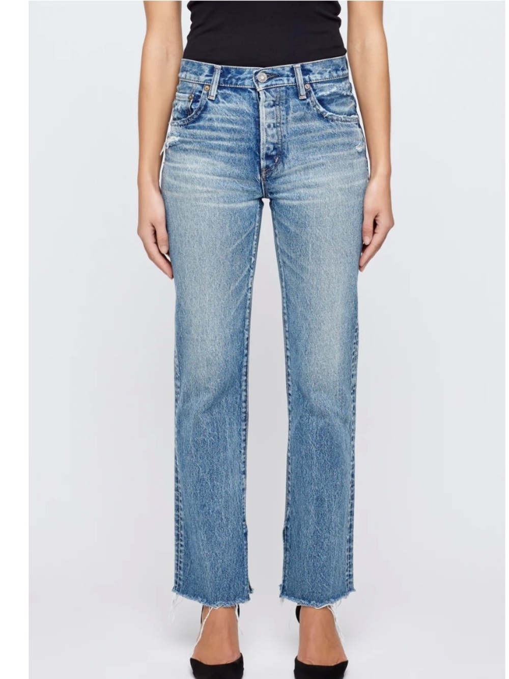 Moussy Vintafe Boyfriend Straight Leg denim - Light Blue